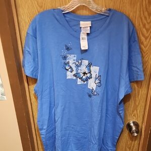 Vibrant Blue Floral Short Sleeve Tee